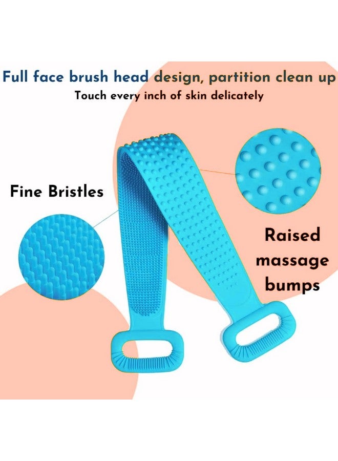 MOTIQO Silicone Body Scrubber Bath Body Cleansing Belt Set-2 | Skin Body Brush Belt For Bathing Body Dirt Removal | For Kids Men's & Women Multi Colour - Image 3