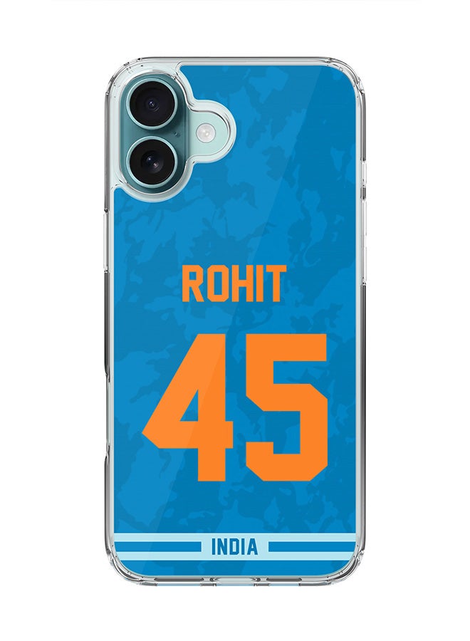 Stylizedd For iPhone 16 Plus Case [Compatible with MagSafe] Slim Magnetic cover Clear Phone Case - Team India Rohit Sharma, Jersey No 45 - Image 1