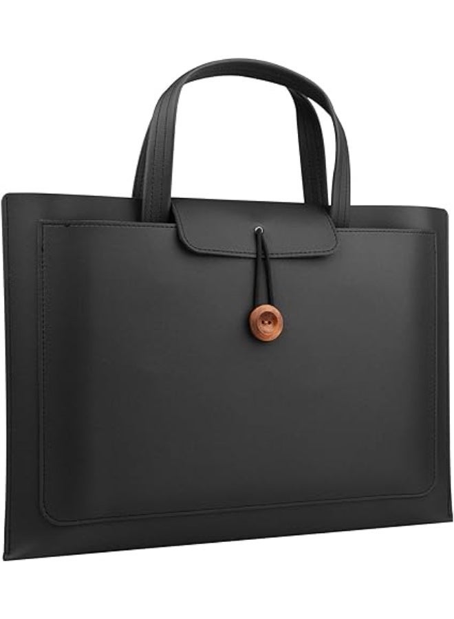 Laptop Tote Bag for Women 13/14 Inch Computer Bags Waterproof PU Leather Work Tote Bag - Image 1