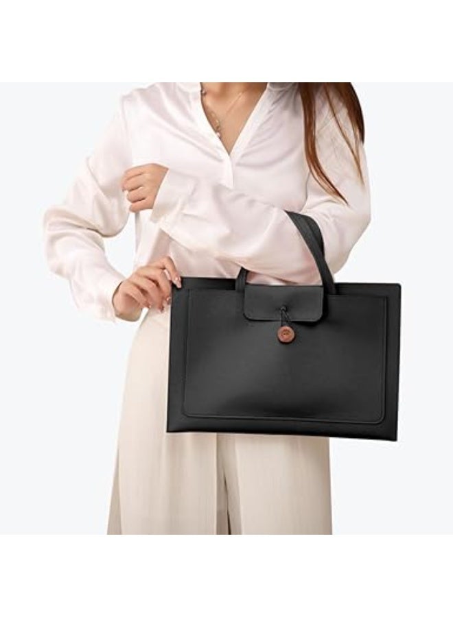 Laptop Tote Bag for Women 13/14 Inch Computer Bags Waterproof PU Leather Work Tote Bag - Image 4