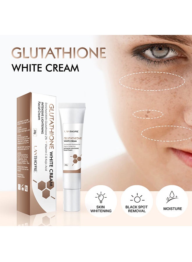 Lanthome Glutathione White Cream, Enriched With Glutathione 2% And Vitamin C & Kojic Acid, Intensive Lightening Facial Cream, Smoothing Brightening Cream, White Lightening Beauty Cream 20G - Image 2