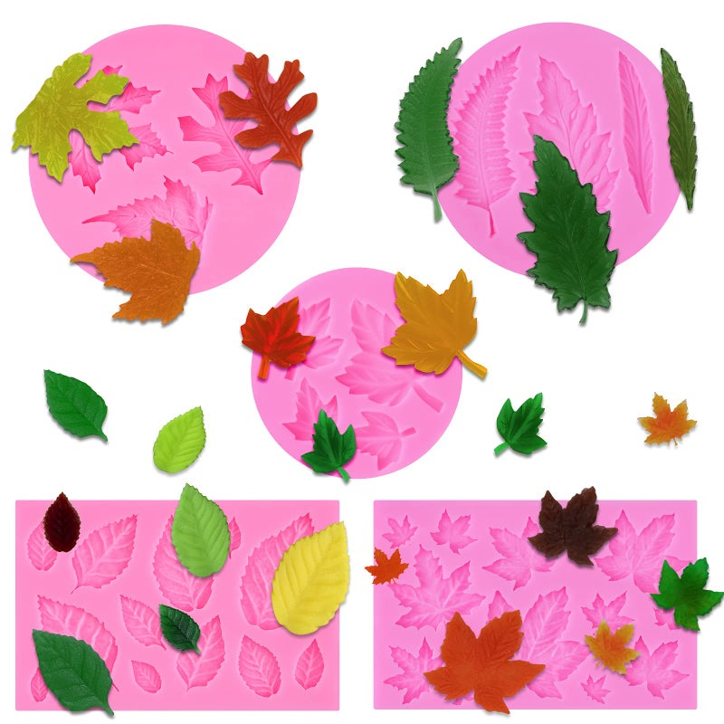 Actvty Silicone Maple Leaf Mold for Fondant Cupcake Topper Chocolate Candy Sugar Craft Cake Decoration Resin Mold for Fall Harvest Thanksgiving Halloween DIY Decor