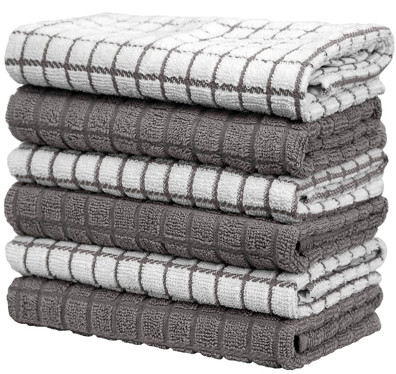 Bumble Towels Bumble Kitchen Towels | 100% Cotton Dish Towels with Hanging Loop | 16"x 28" | 380GSM | Absorbent Kitchen Towel Set | 6 Pack, Gray - Image 4