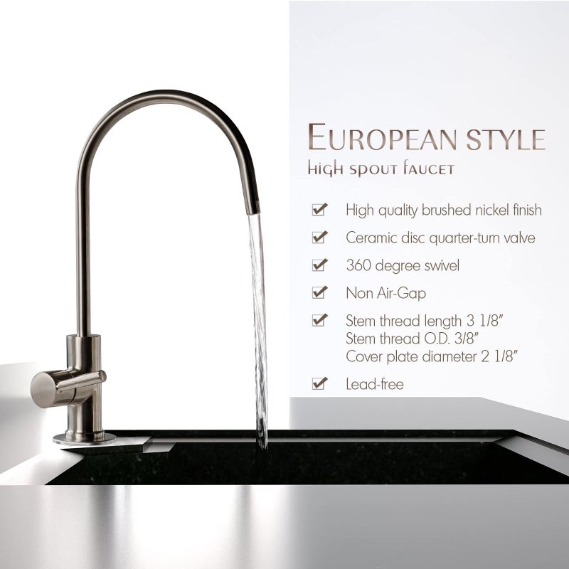 iSpring GA1-AB Heavy-Duty Contemporary Non-Air Gap RO Faucet â€“ Premium Lead-Free Design for RO Filtration Systems & Bar Sinks, Antique Brass - Image 4