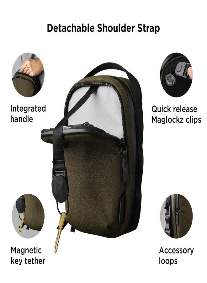 ALPAKA Metro Sling V2, RFID Blocking Small Sling Bags for Men with Adjustable Strap, Anti-theft, YKK Zipper, Weatherproof Axoflux 300D Fabric, Water Resistant Travel Daily Use Daypack, Army Green - Image 4