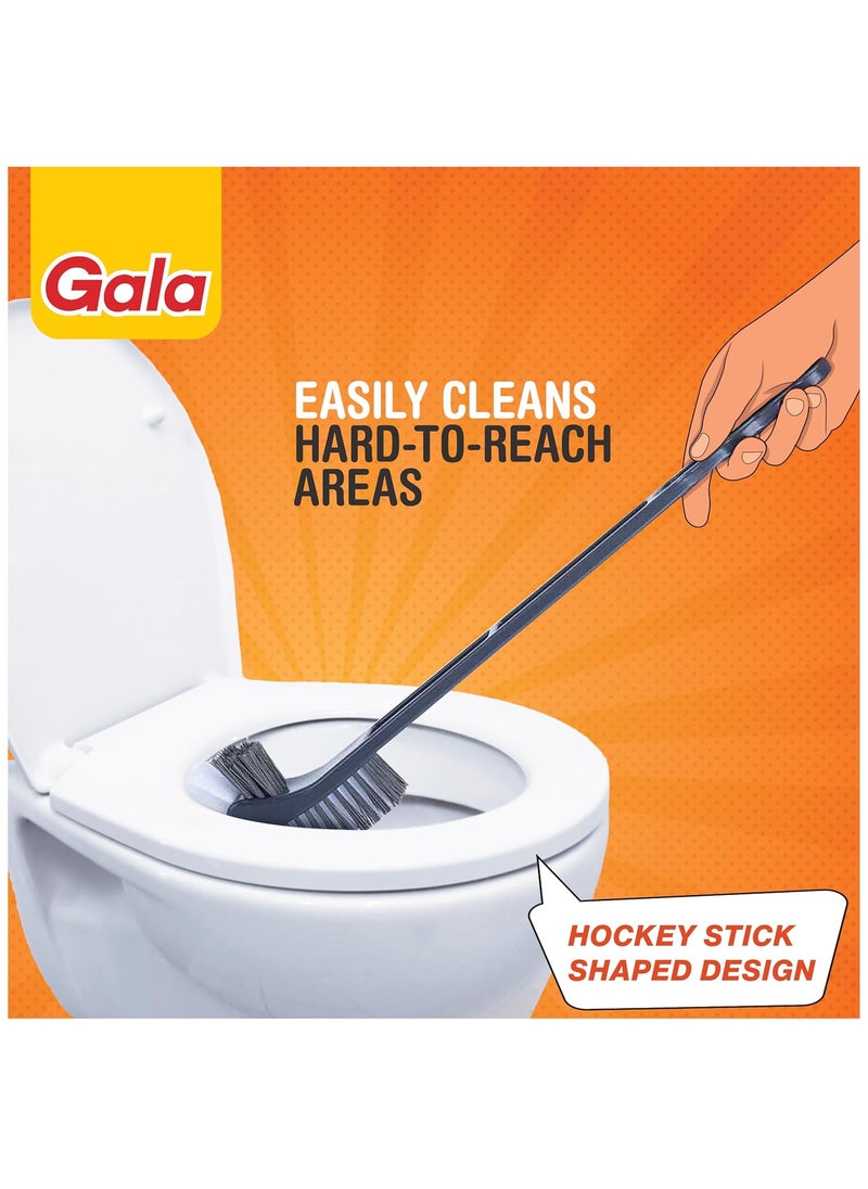 Gala Gala Double Hockey Shape Toilet Cleaner Brush with Holder Stand, Toilet Cleaning Brush for Western and Indian Toilet, Bathroom Brush for Toilet Cleaning (Gray,Pack of 1)  - Image 2