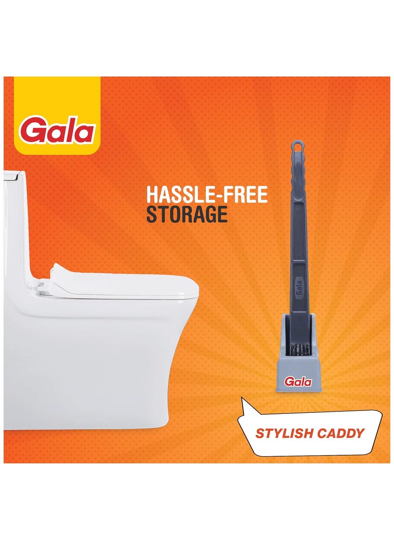 Gala Gala Double Hockey Shape Toilet Cleaner Brush with Holder Stand, Toilet Cleaning Brush for Western and Indian Toilet, Bathroom Brush for Toilet Cleaning (Gray,Pack of 1)  - Image 3