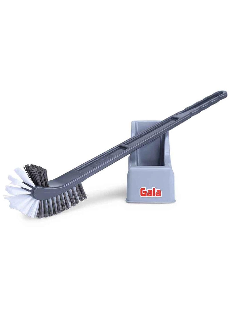 Gala Gala Double Hockey Shape Toilet Cleaner Brush with Holder Stand, Toilet Cleaning Brush for Western and Indian Toilet, Bathroom Brush for Toilet Cleaning (Gray,Pack of 1)  - Image 1