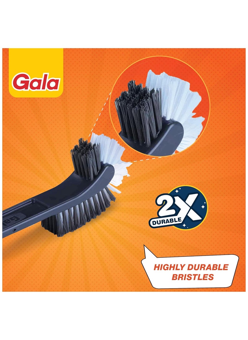 Gala Gala Double Hockey Shape Toilet Cleaner Brush with Holder Stand, Toilet Cleaning Brush for Western and Indian Toilet, Bathroom Brush for Toilet Cleaning (Gray,Pack of 1)  - Image 4