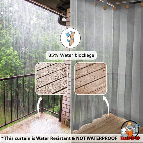 HIPPO High Density Polyethylene Solid 150 GSM Outdoor Sun Light-filtering Blocking Balcony Loop Curtains Sun & UV Protection, Light Filtering 4.5FTX9FT Long Door Curtain (Grey) - Image 3