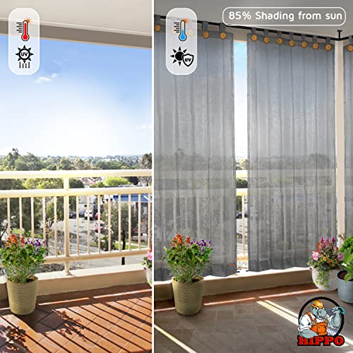 HIPPO High Density Polyethylene Solid 150 GSM Outdoor Sun Light-filtering Blocking Balcony Loop Curtains Sun & UV Protection, Light Filtering 4.5FTX9FT Long Door Curtain (Grey) - Image 2