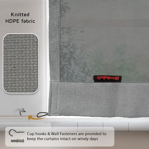 HIPPO High Density Polyethylene Solid 150 GSM Outdoor Sun Light-filtering Blocking Balcony Loop Curtains Sun & UV Protection, Light Filtering 4.5FTX9FT Long Door Curtain (Grey) - Image 5