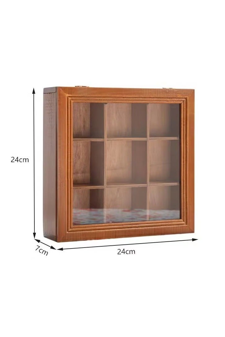 ح واحة منظم أكياس الشاي، صندوق تخزين خشبي للشاي مكون من 9 أقسام مع غطاء شفاف، صندوق شاي ريفي لحفظ أكياس الشاي، كبسولات القهوة، السكر - Image 2