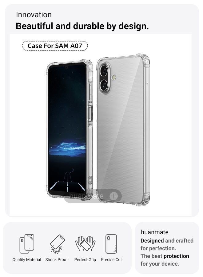 huanmate Samsung Galaxy A07 Shock Proof Case Cover - Ultra Clear, Durable & Accurate Cut-outs - Scratch, Dust & Smudge Protection - Clear Silicon Back Cover for Samsung Galaxy A07 - Image 2