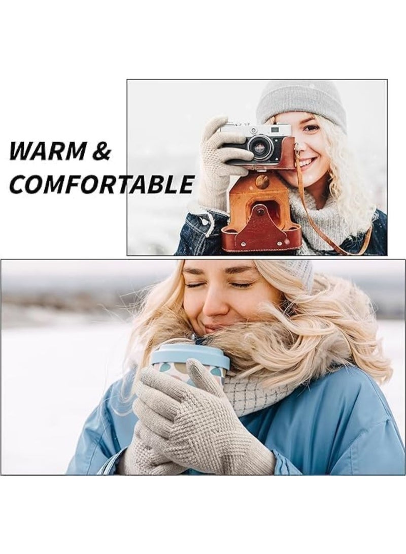 HZYH 1 Pair Womens Winter Gloves, Warm Fleece Lined, Touchscreen, Elastic Cuff, Khaki, One Size - Image 4