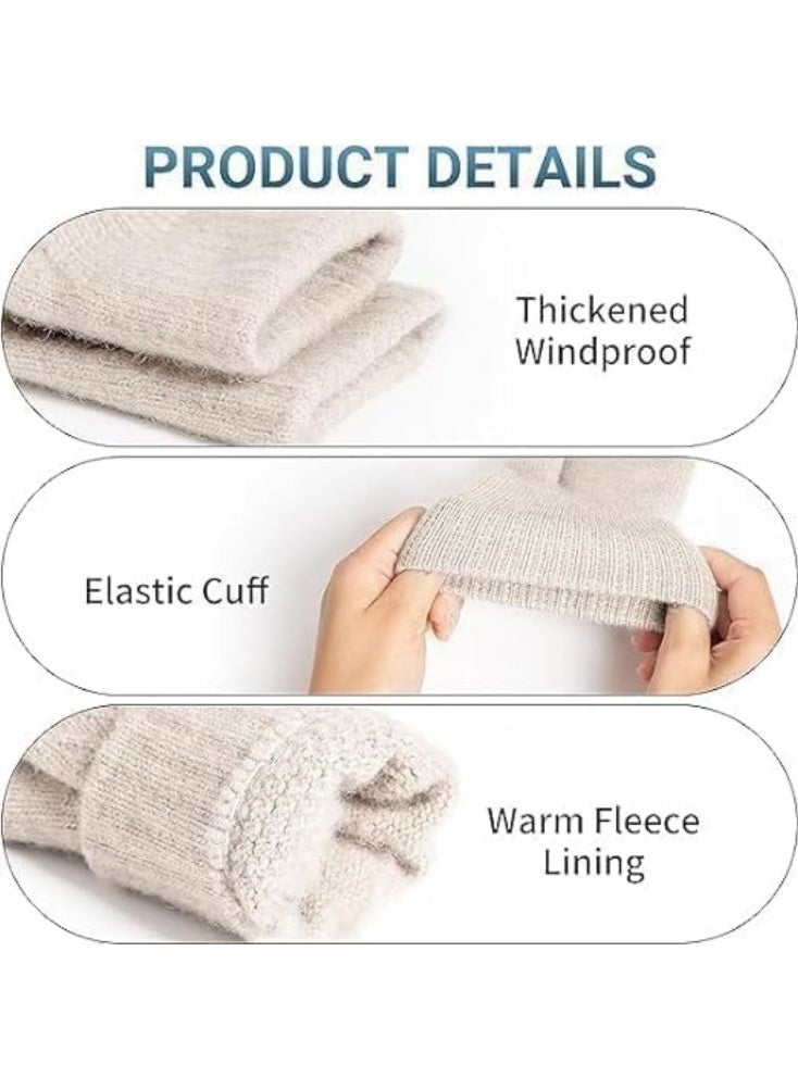 HZYH 1 Pair Womens Winter Gloves, Warm Fleece Lined, Touchscreen, Elastic Cuff, Khaki, One Size - Image 5