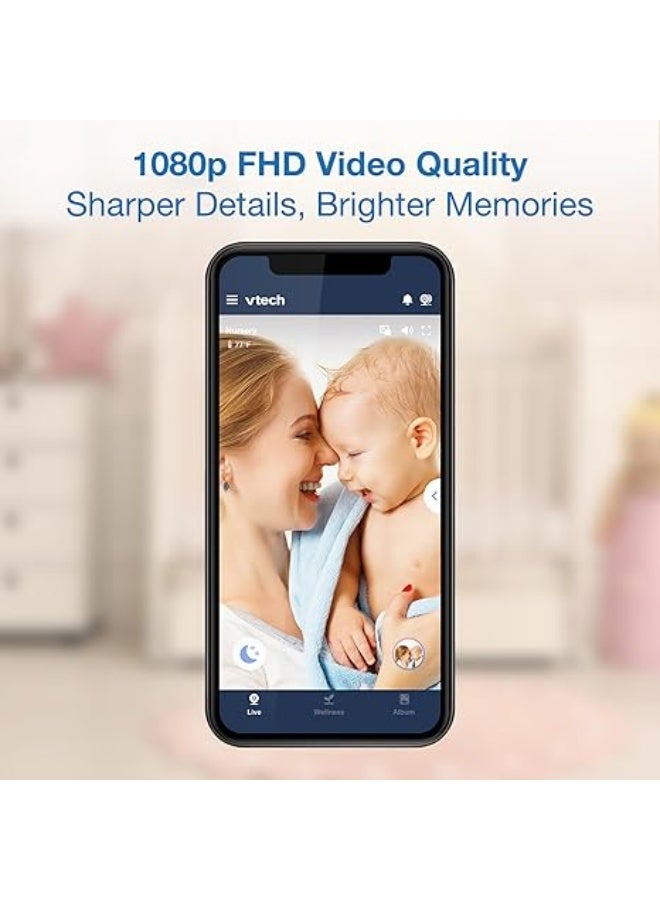 VTech 2-Cameras Smart WiFi Baby Monitor with 1080p FHD Video, Free App with Motion Video, Sound/Motion Detection and Notifications, 7" IPS Display with Split-Screen, Pan-Tilt-Zoom: Smart HQ Max Twin - Image 4