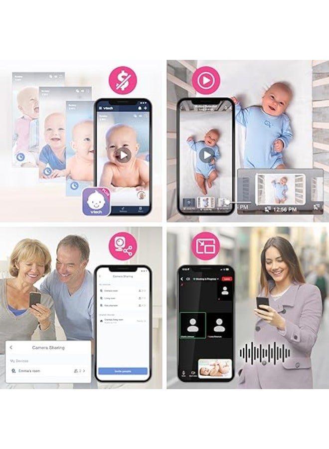 VTech 2-Cameras Smart WiFi Baby Monitor with 1080p FHD Video, Free App with Motion Video, Sound/Motion Detection and Notifications, 7" IPS Display with Split-Screen, Pan-Tilt-Zoom: Smart HQ Max Twin - Image 3