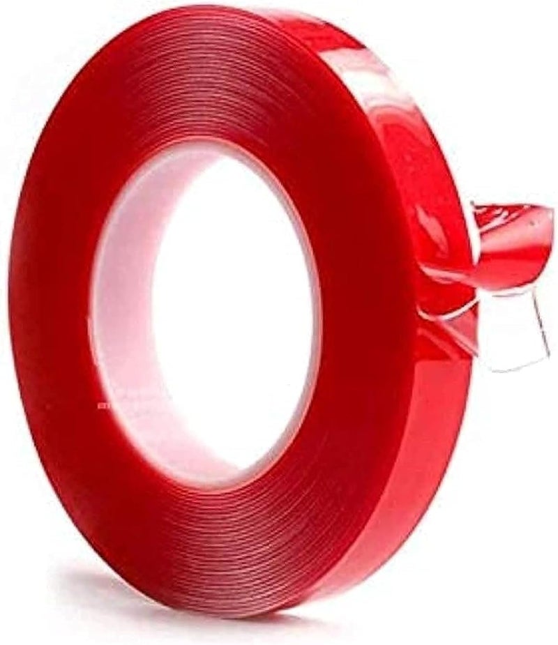 شريط لاصق شفاف مزدوج الوجه، 1 سم × 5 م - أحمر - Image 1