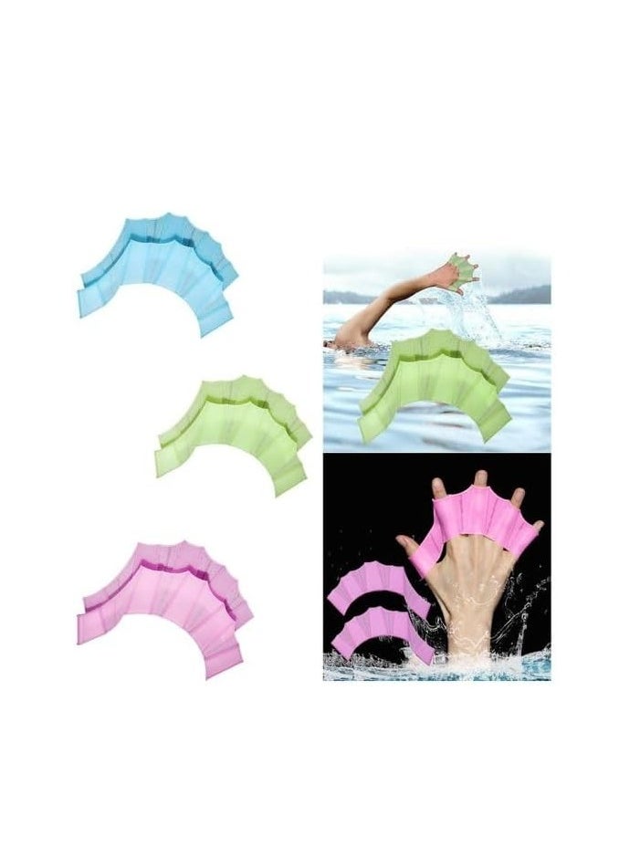 Generic Silicone Swimming Hand Fins Gloves for Kids and Adults to Help with Swimming and Diving, Blue  - Image 1