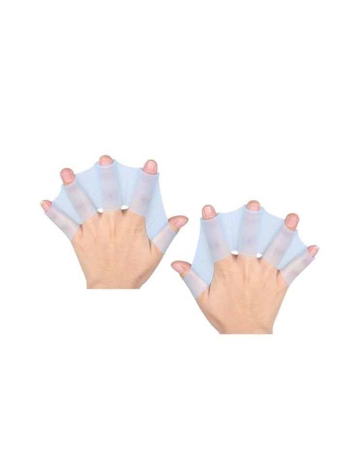 Generic Silicone Swimming Hand Fins Gloves for Kids and Adults to Help with Swimming and Diving, Blue  - Image 3