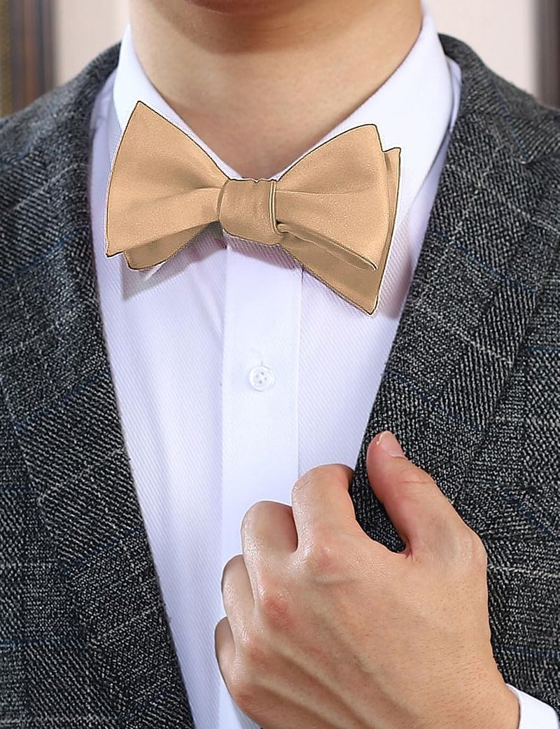pensee Mens Solid Bowtie Woven Self Tie Bow Ties Tuxedo & Wedding Bowties - Image 2