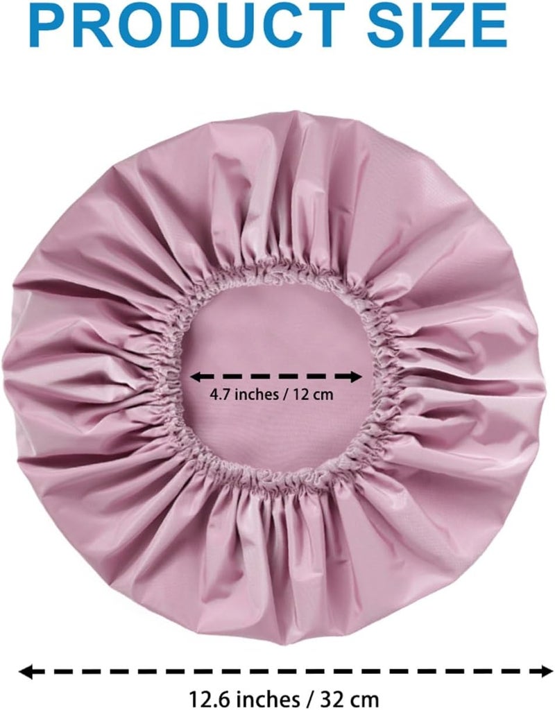 CHFONG Shower Cap for Women, Double Layer Waterproof Bath Cap, Reusable Hair Protector, Large Waterproof Shower Bonnet Washable Elastic Band Bath Hair Hat for Long Hair, Braids， - Purple - Image 4