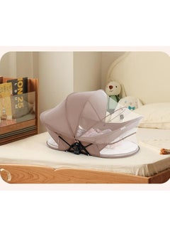 XICEN Foldable Baby Bassinet, Portable Travel Crib Bed for Newborn, Infants Mobile Sleeping Bed with Mosquito Net and Awning and Storage Bag  - Image 3