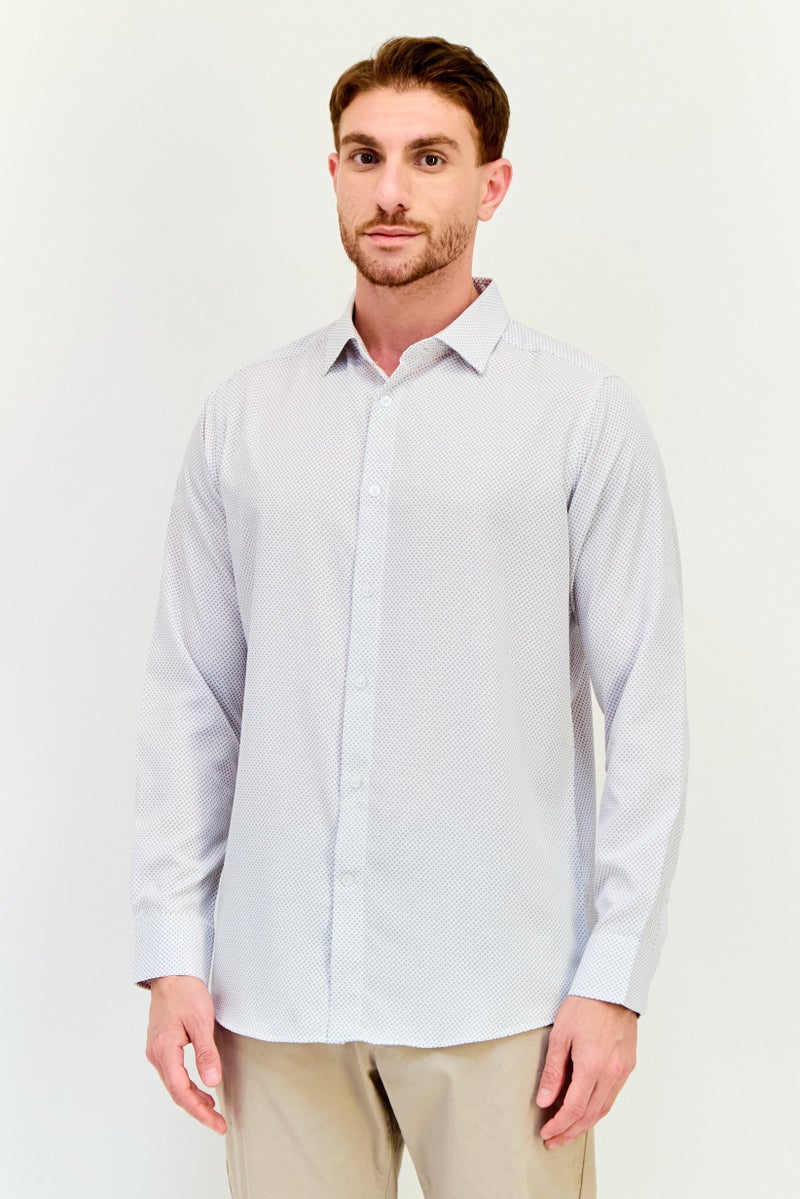 Scotch & Soda Men Modern Fit All Over Print Long Sleeve Dress Shirt, Multicolor - Image 1