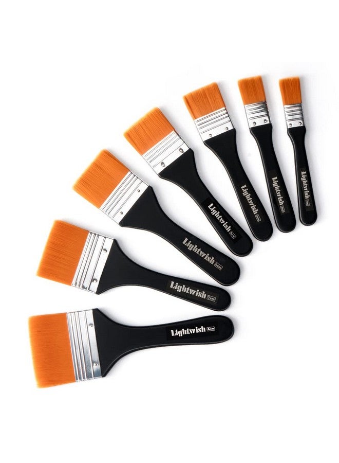 Lightwish Set Of 7 Flat Paint Brushes For Applying Gesso Acrylic Paint Oil Paint Watercolor - Image 1