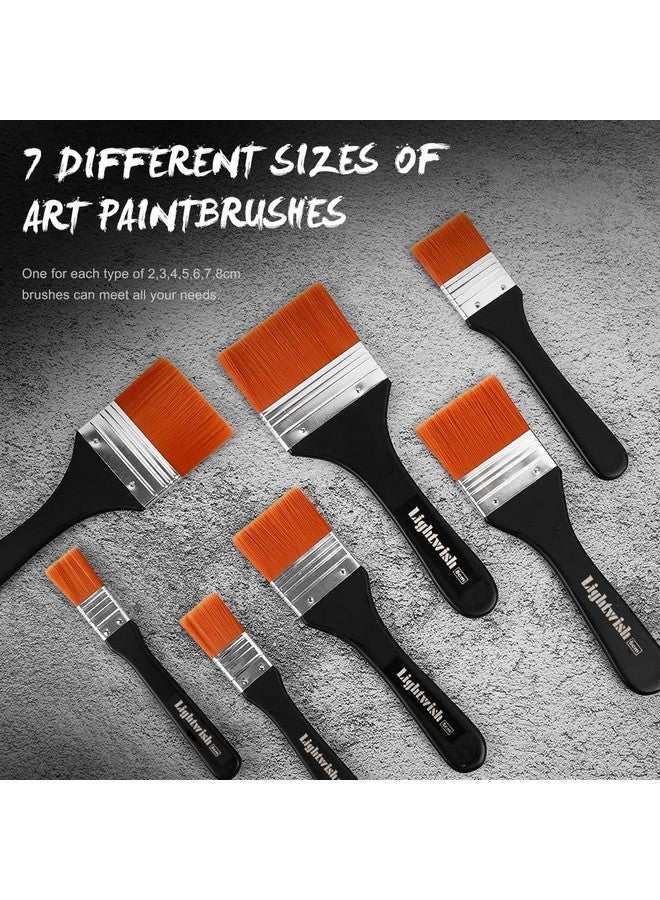 Lightwish Set Of 7 Flat Paint Brushes For Applying Gesso Acrylic Paint Oil Paint Watercolor - Image 2
