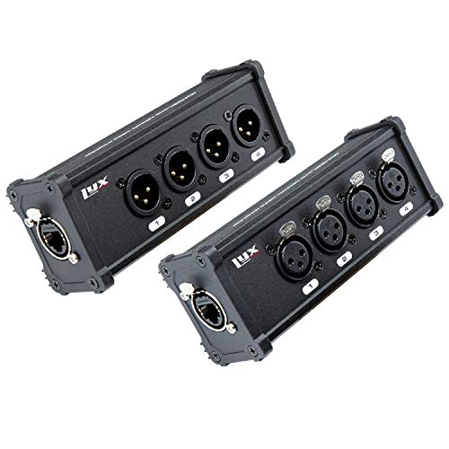 LyxPro 4 Channel 3 Pin Multi Network XLR Cable Breakout for Stage Sound Lighting and Recording Studio Male and Female to RJ45 Ethercon, Great for Sound Monitoring, Light Setup - Image 1