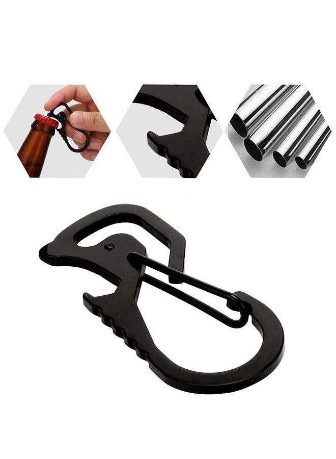 سلسلة مفاتيح قابلة للسحب ، خاتم حامل لولب شارة لاكوبوس للخدمة الشاقة مع حلقة تسلق ، كابل فولاذي ، 3 مشابك سريعة التحرير ، سلسلة مفاتيح للعمل ، بواب ، أسود - Image 3