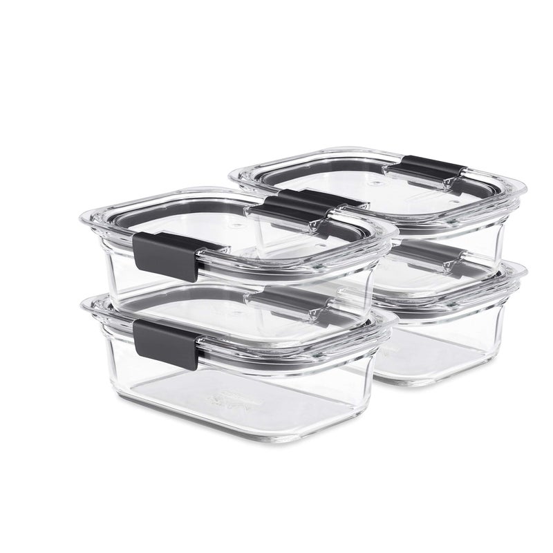 Rubbermaid Brilliance Glass Food Storage Containers, 3.2 Cup, Set of 4, BPA-Free, Leak-Proof, Clear - Image 1