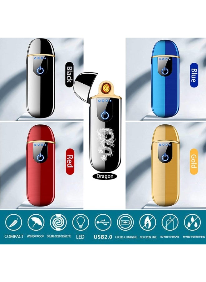 ولاعة كهربائية قابلة للشحن USB، تصميم ضد الرياح بدون لهب، تعمل باللمس مع مؤشر بطارية، محمولة (أحمر) - Image 3