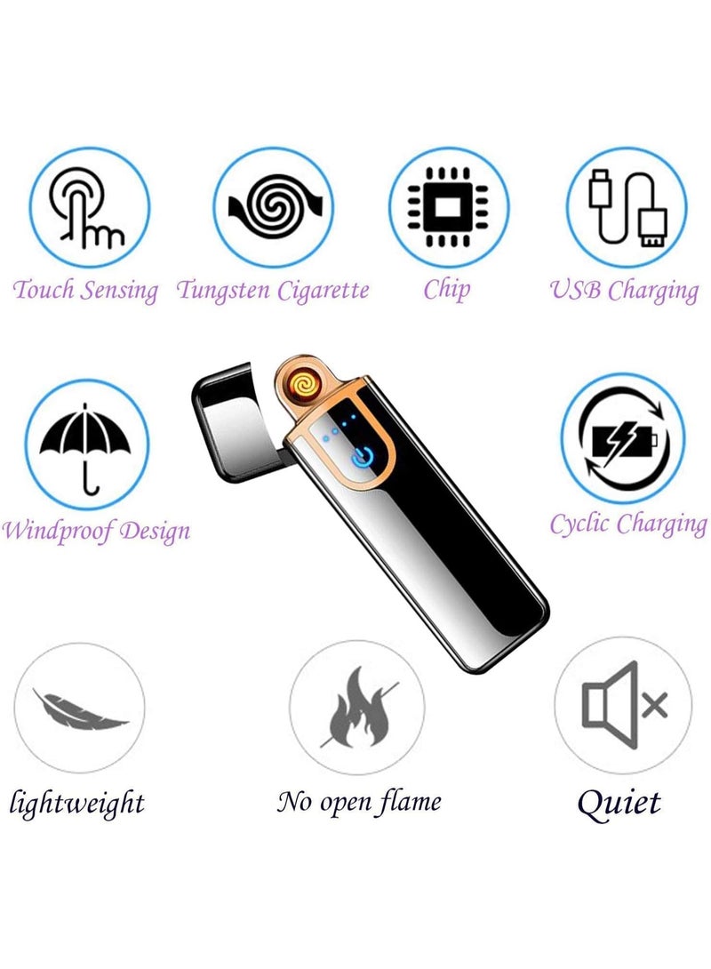 ولاعة كهربائية قابلة للشحن USB، تصميم ضد الرياح بدون لهب، تعمل باللمس مع مؤشر بطارية، محمولة (أحمر) - Image 5