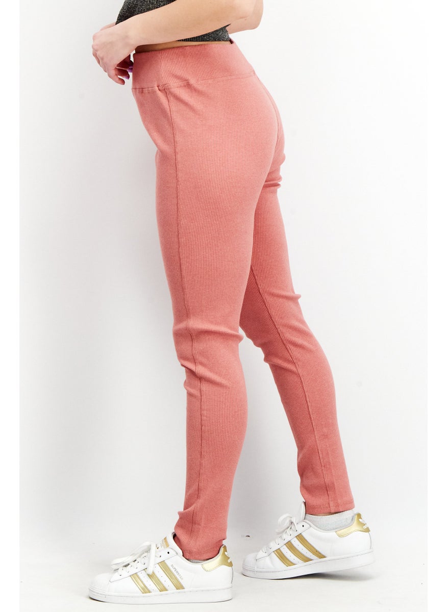 Splendid - Women Pull On Ribbed Leggings, Pink - Image 1