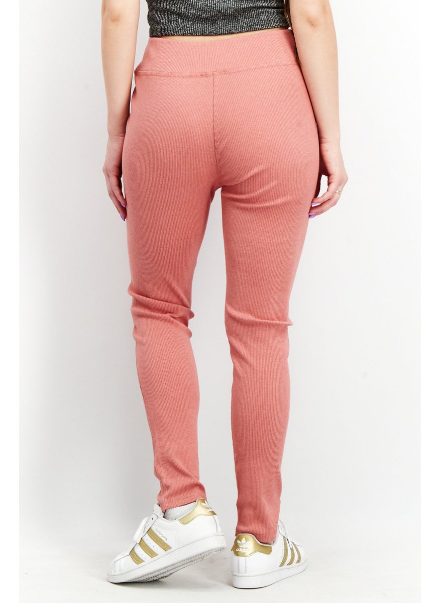 Splendid - Women Pull On Ribbed Leggings, Pink - Image 1