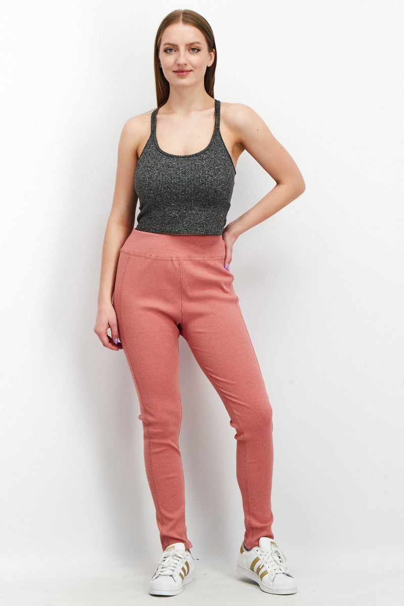 Splendid Women Pull On Ribbed Leggings, Pink - Image 4