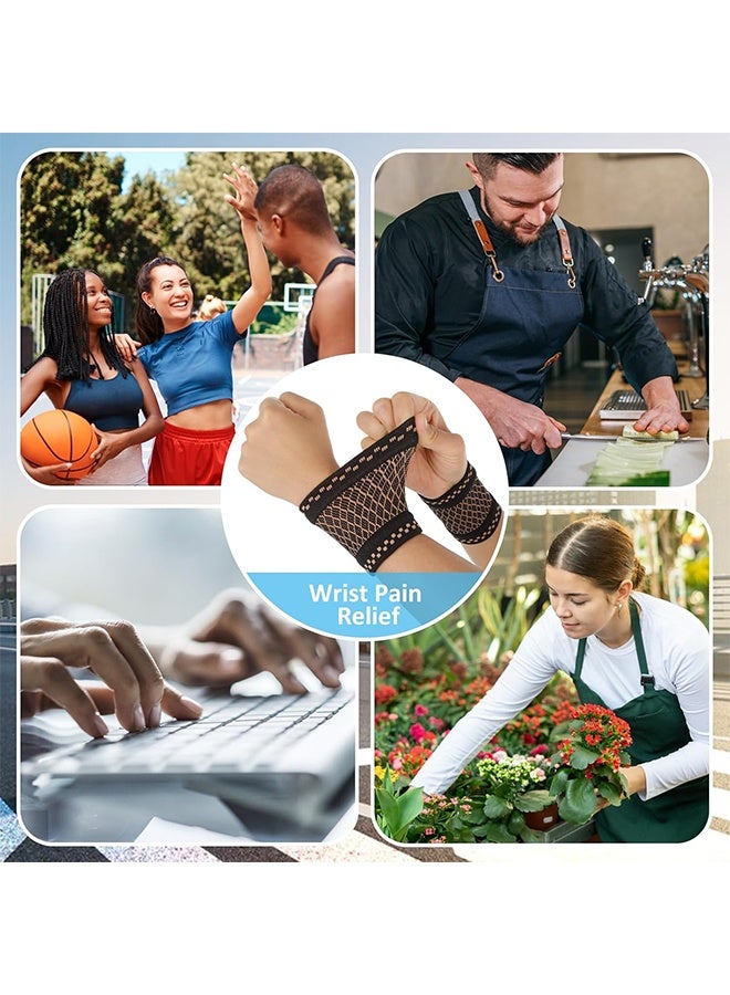 أكمام ضغط معصم نحاسية، زوج واحد من دعامات المعصم لدعم المعصم لرفع الأثقال واللياقة البدنية وتمارين اليوجا والتهاب المفاصل والالتواءات والتهاب الأوتار، أكمام معصم قابلة للتعديل للنساء والرجال (متوسط) - Image 5