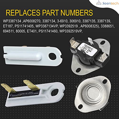 Seentech 3387134 AND 3392519 DRYER CYCLING THERMOSTAT & THERMAL FUSE Replacement Part - Compatible with Whirlpool Kenmore May-tag - Replaces 3392519 694511 80005 WP3392519VP 306910 3387134 - Image 3