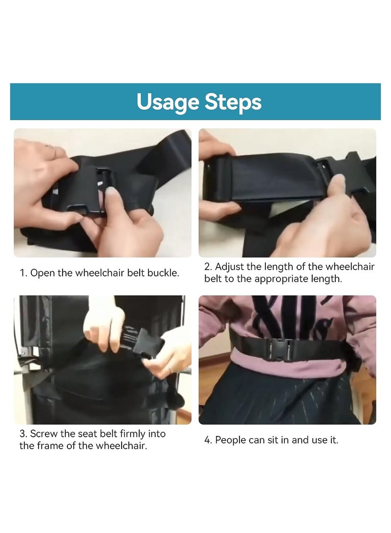 Generic Adjustable Wheelchair Lap Strap, Wheelchair Seat Belt Scooter Seat Lap Strap, Safety Waist Leg Strap Chest Buckle for Mobility Scooter Wheelchair, 2 Pcs  - Image 5