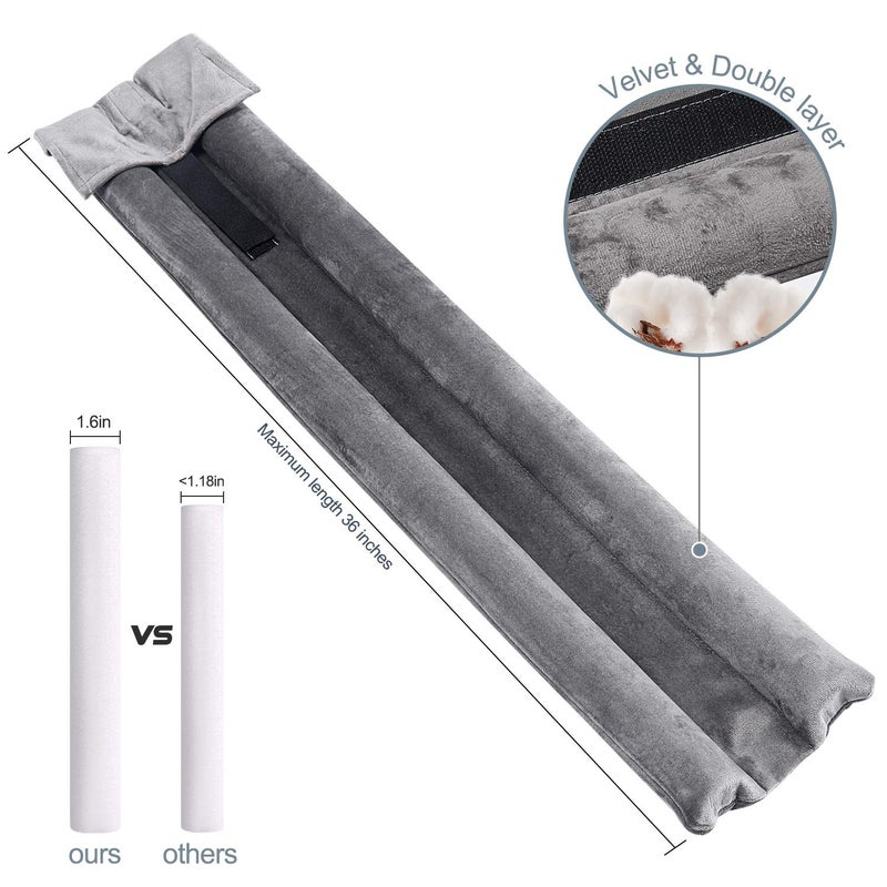 Gdhomm Under Door Draft Stopper Door Sweeps Door Noise Blocker Soundproof Weather Stripping Window Breeze Blocker | Energy Saving | 30"" To 36"" Size Adjustable (Gray) - Image 2