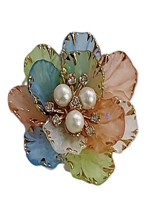 Goonmala Acrylic Petal Flower with Pearl, 5 cm, for Decoration, DIY Craft, Rakhi, Diwali, Hair Clip (Multicolour) - Image 1