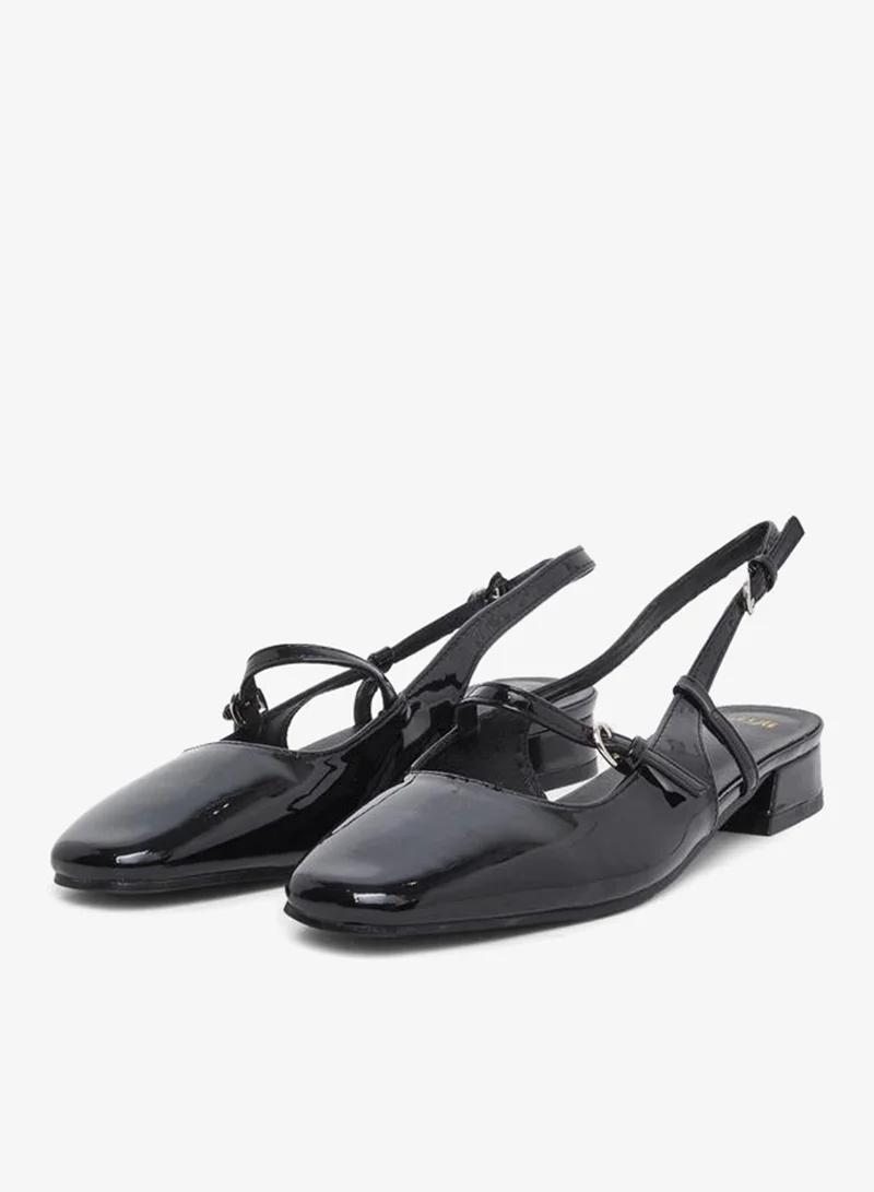 Styli Styli Black Patent Leather Look Slingback Shoes
