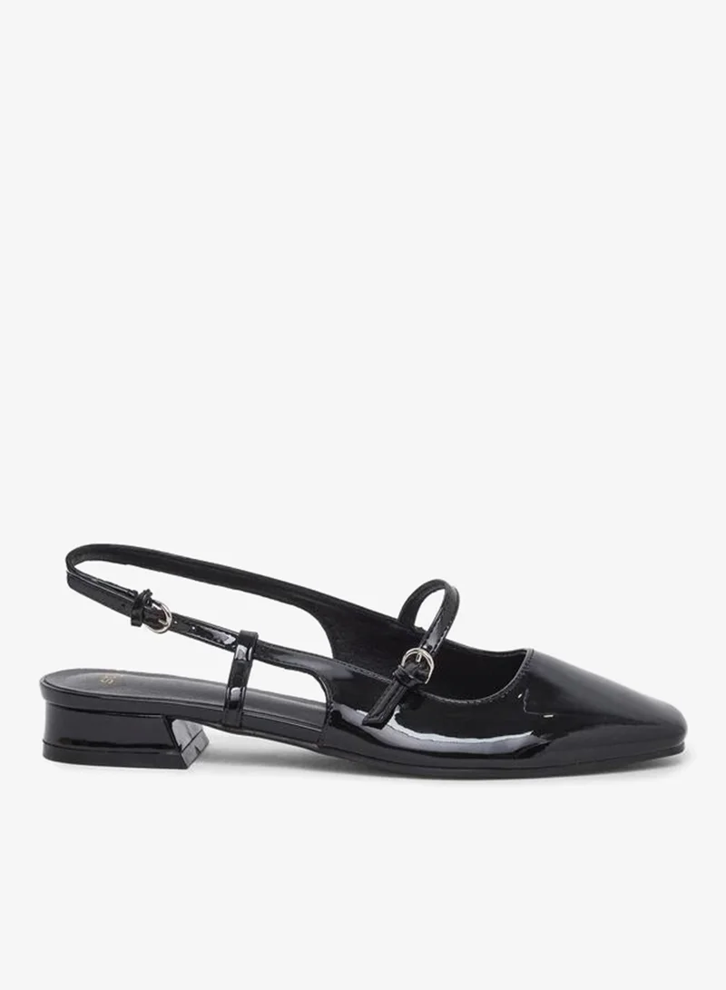 Styli Styli Black Patent Leather Look Slingback Shoes