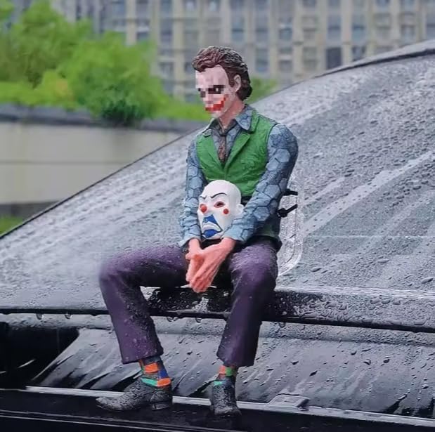 YOURKARTS.COM Big Joker Character 24cm Action Figure Sitting Position Car Dashboard | Toy Desk Display Comic Villain with Mask Model | Statue Universal for Interior Exterior Car Decor Showpiece - Image 2