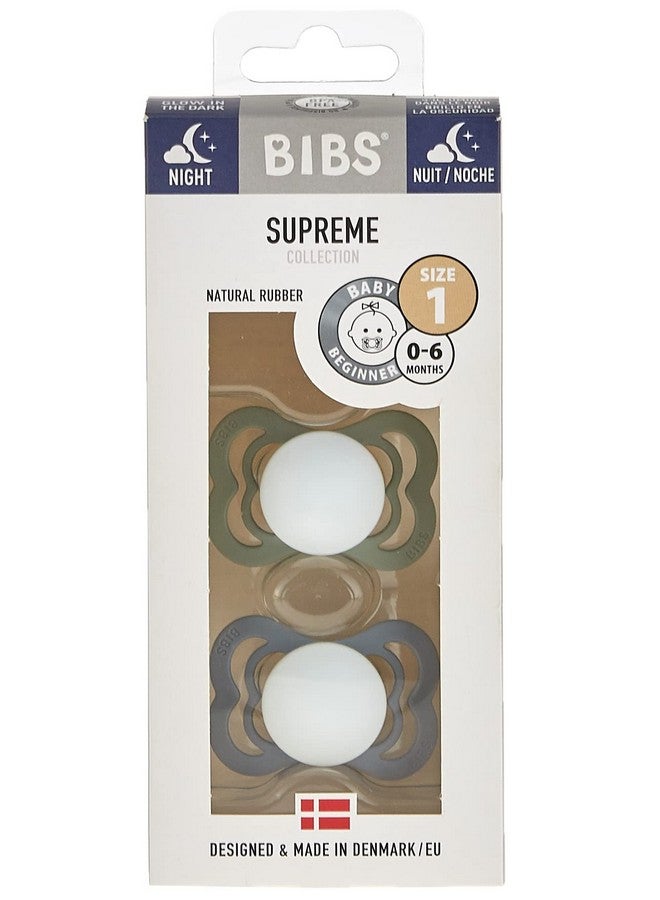 BIBS Supreme Latex Pacifier For 06 Months Babies 2Pieces Size 1 Sage Nightcloud Night - Image 4