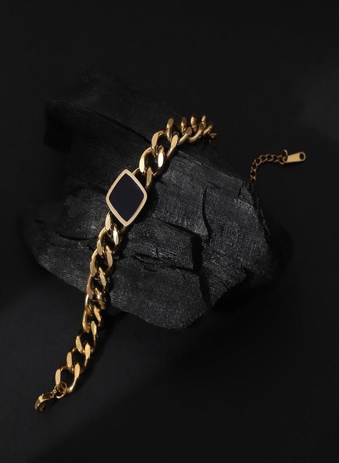 SOHI Women The QuadBlock-Link Chain Bracelet | California Gold Colour | One-Size | Metallic Alloy Material | Lobster Clasp Closure | Bracelet For Casual - Image 2