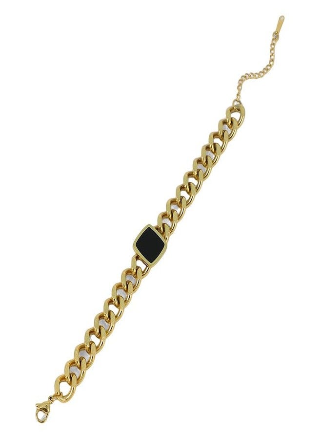 SOHI Women The QuadBlock-Link Chain Bracelet | California Gold Colour | One-Size | Metallic Alloy Material | Lobster Clasp Closure | Bracelet For Casual - Image 1